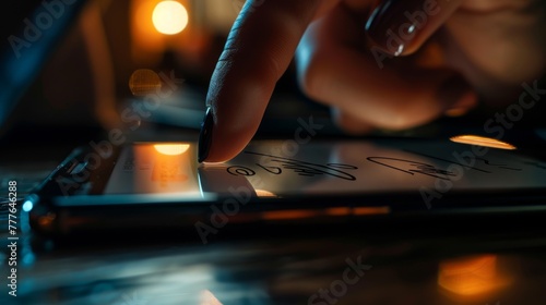 Hand Using a Digital Touchscreen.