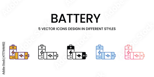 Battery Icons different style vector stock illustration