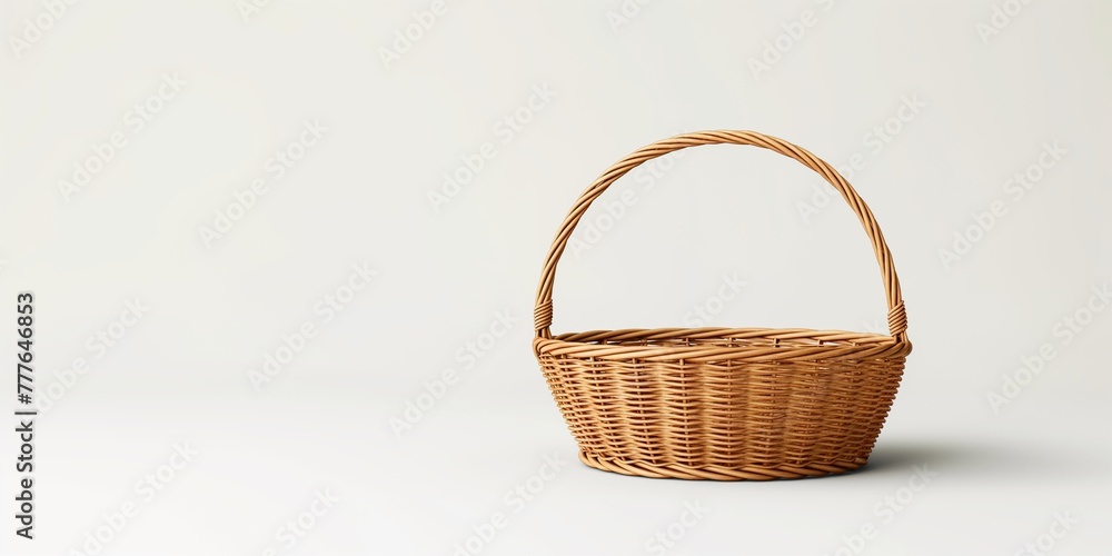 Empty wicker rattan basket isolated on white background. Empty wicker rattan basket isolated on white background.