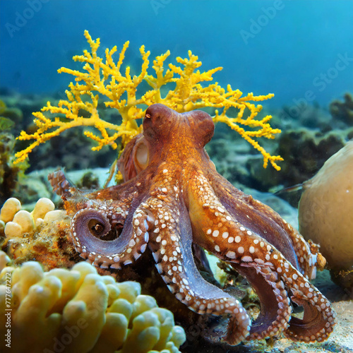 Octopus enjoying leisure time in the water photo
