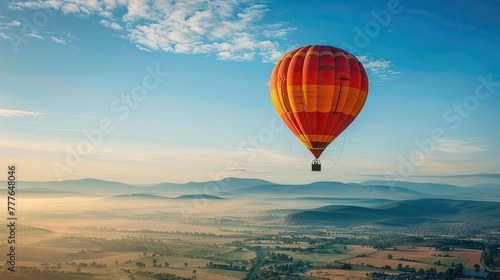 hot air balloon soaring high in the endless blue sky!