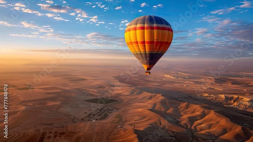 hot air balloon soaring high in the endless blue sky!