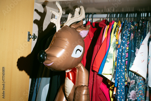 reindeer-shaped balloon in the closet photo