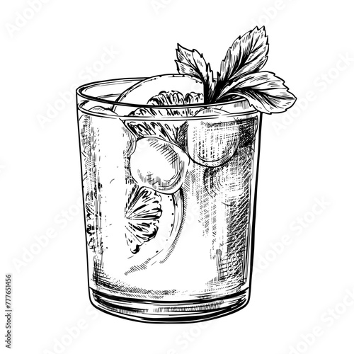 Cocktail vintage vector hand drawn sketch
