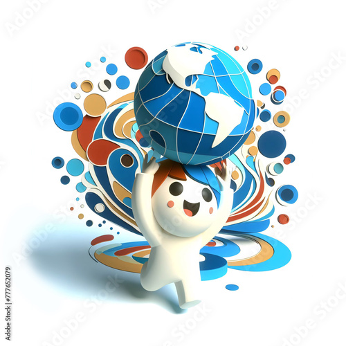 boy holding globe