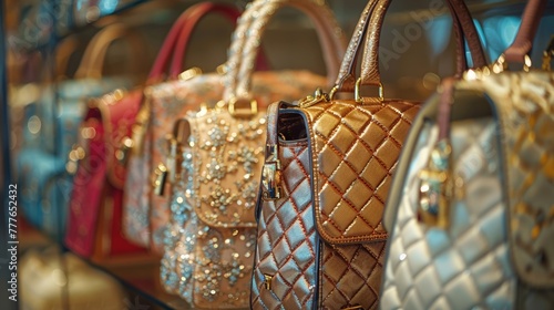 Fashionable purses showcased in an elegant boutique