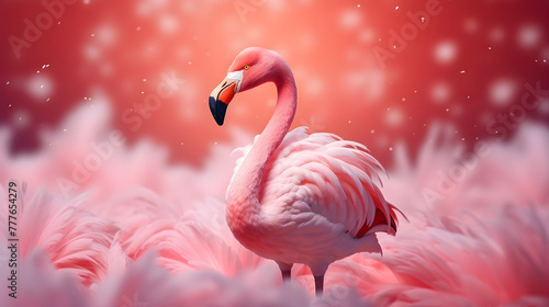 The banner with a summer theme, which depicts a flamingo on a pink background, creates an atmosphere of summer and tenderness. © Anna Iluschenko