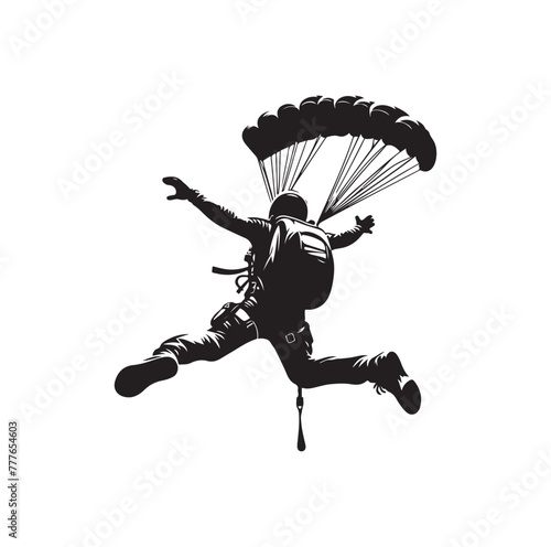 Skydiver silhouette parachuting vector illustration