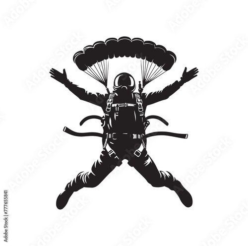 Skydiver silhouette parachuting vector illustration photo