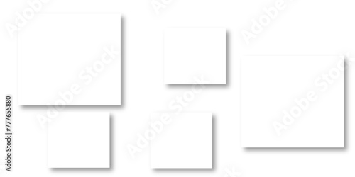 Abstract design with white transparent material in triangle and square shapes on white background. Square in bright light with paper texture.Modern and creative design with different size white boxes.