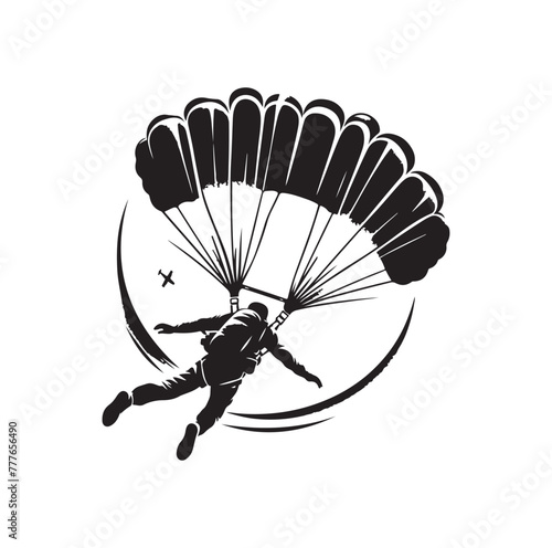 Skydiver silhouette parachuting vector illustration