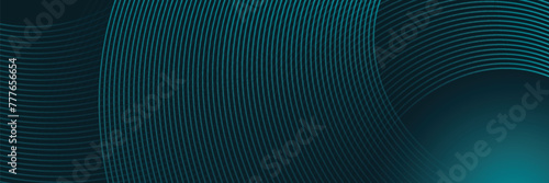 Abstract blue glowing geometric lines on dark blue background. Modern shiny blue circle lines pattern