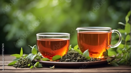 Herbal tea outside with area for copies