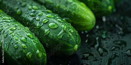 fresh cucumbers decorated with shiny drops