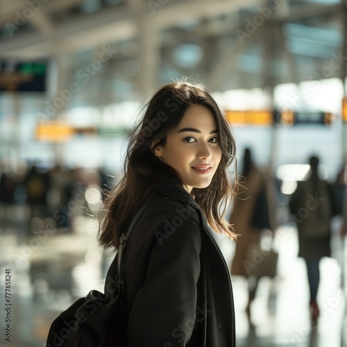 Woman Standing in Airport