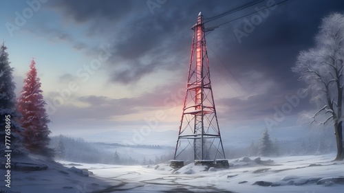 A Christmas pylon in a wintry setting Digital Works