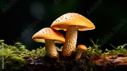 Forest mushrooms in the moss