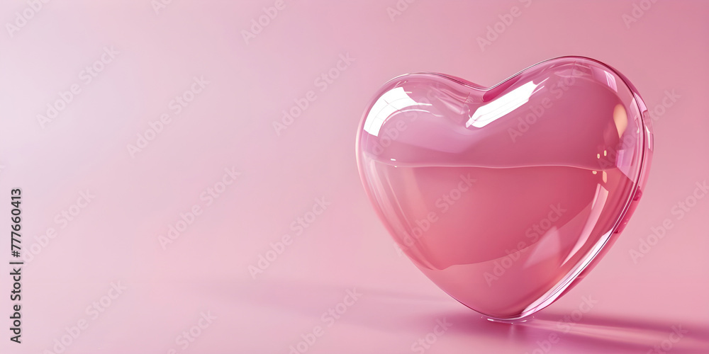 Pink heart on pink background, Valentine's day concept, Love Background - Ai Generated