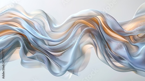Graceful fabric ribbon flows in an elegant border shape against a pristine white backgroun