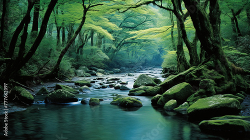 river in the forest.