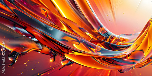 Abstract fluid orange and red color gradient background, colorful background of liquid - Ai Generated