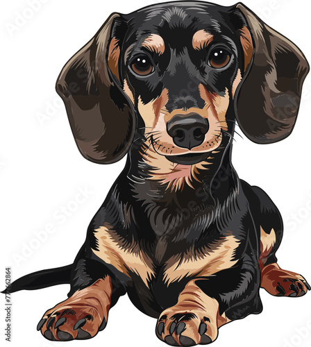 Dachshund Dog adorable art vector illustration