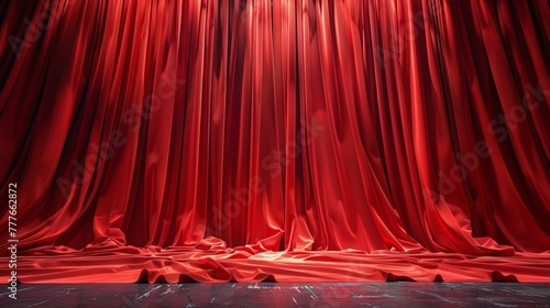 Red stage drapes set for a dramatic reveal photo