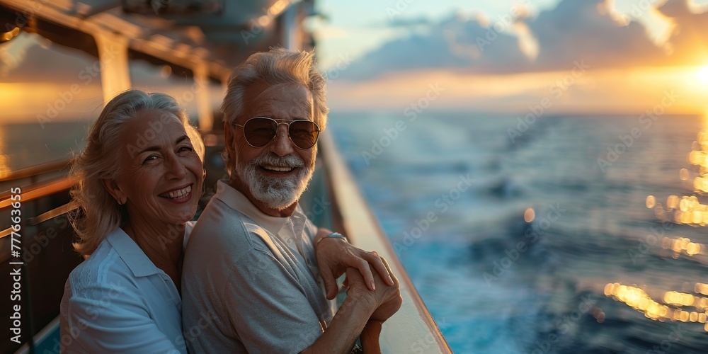 Man and Woman Enjoying Cruise Ship Deck