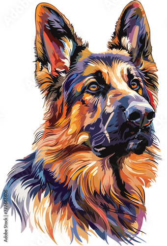 German Shepherd/ Alsatian adorable dog art vector illustration
