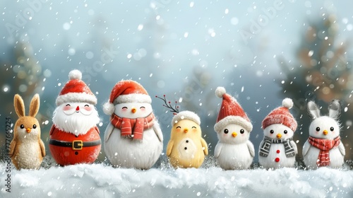 Santa and cute characters on this Christmas card © DZMITRY