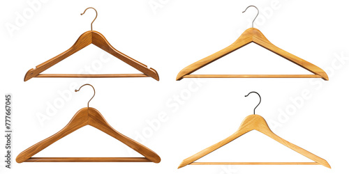 Wooden coat hanger Isolated on Transparent Background, cut out. PNG