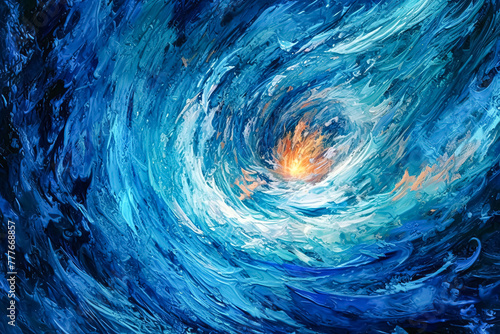 A blue spiral with a white center.