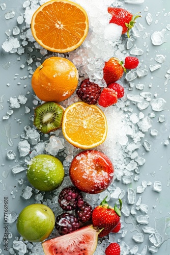 Assorted Fresh Fruits Chilled on a Table With Ice