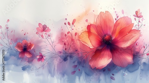Flowers painted in watercolors