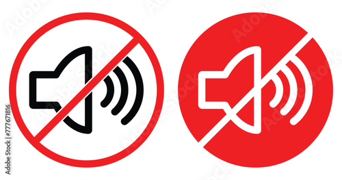 No sound sign, mite microphone button, turn sound off signal