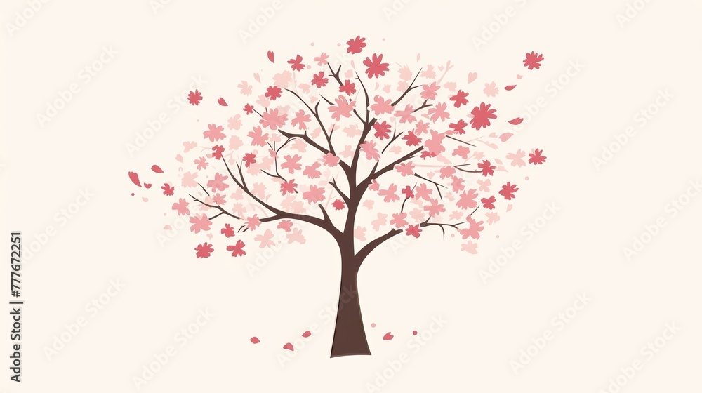 Serene Floss Silk Tree Blossom Illustration Generative AI