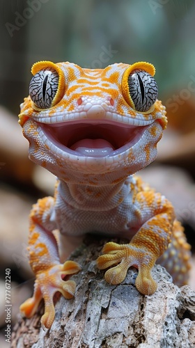 Adorable Fattailed Gecko in Natural Habitat Generative AI photo