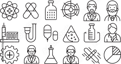 Various types of equipment of Medicine, check-up, doctor, dentistry, pharmacy, lab, scientific discovery, collection.