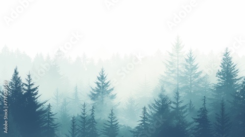 Serene Hemlock Tree in Misty Forest Generative AI