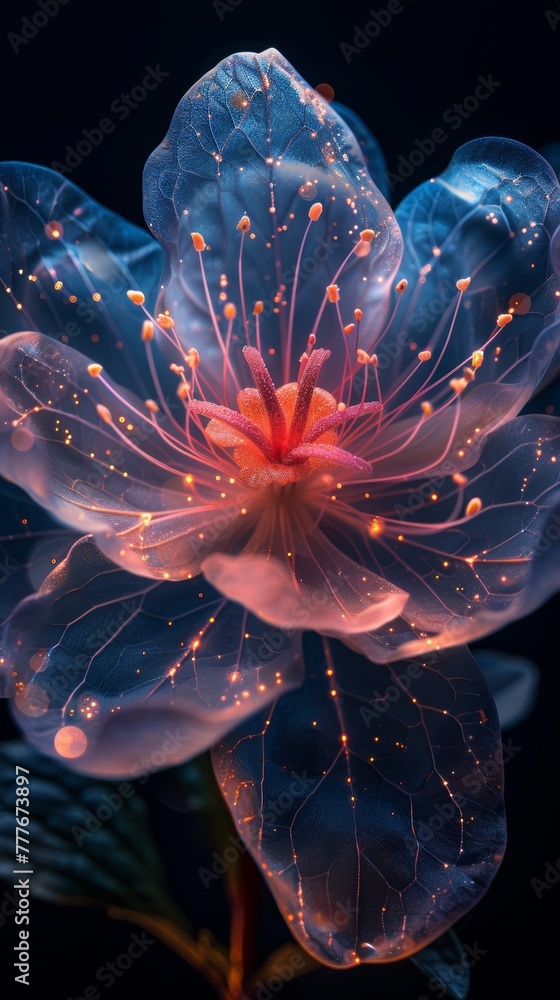 Naklejka premium Enchanting Neon Flower Bloom Generative AI