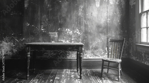 a deserted table, devoid of any objects or decorations, leaving behind a sense of absence and vacancy.