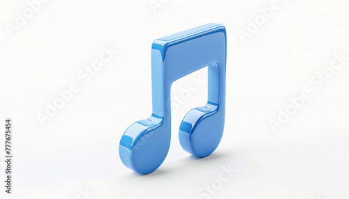 Glossy blue music note 3d illustration. Eighth notes, quavers symbol. photo