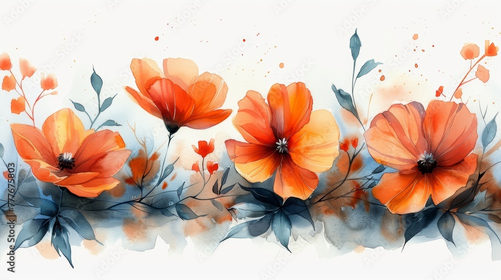 Watercolor Clipart Elements on White Background Generative AI