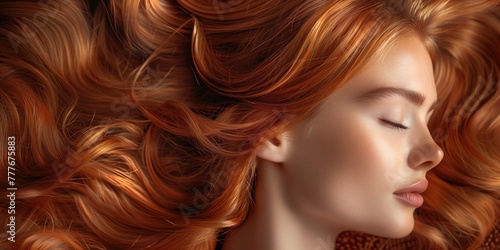 Serene Redhead Beauty with Luxurious Wavy Hair