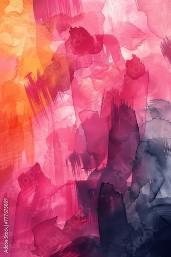 Vibrant Watercolor Brushstrokes in Peach and Pink Hues Generative AI