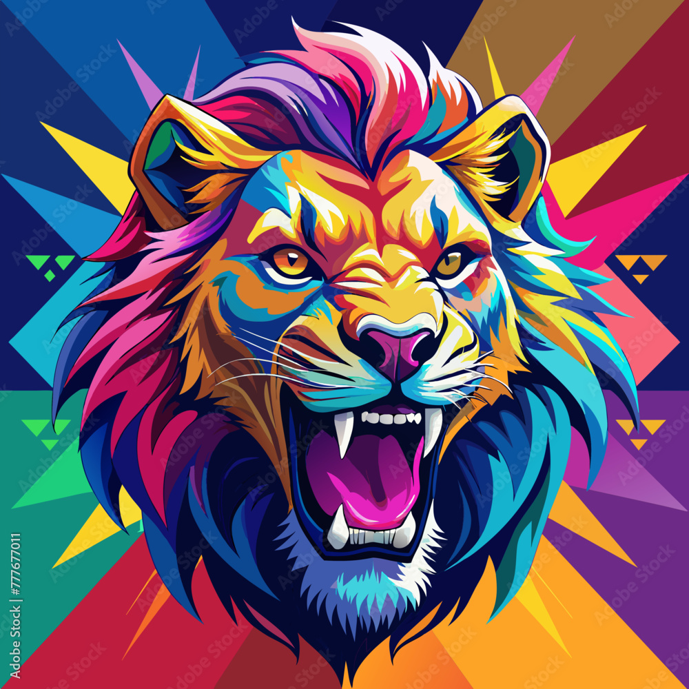 Obraz premium tiger, lion, vector, head, animal, tattoo, face, 