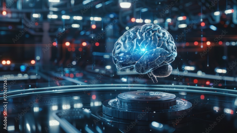 brain in factory lab for futuristic research