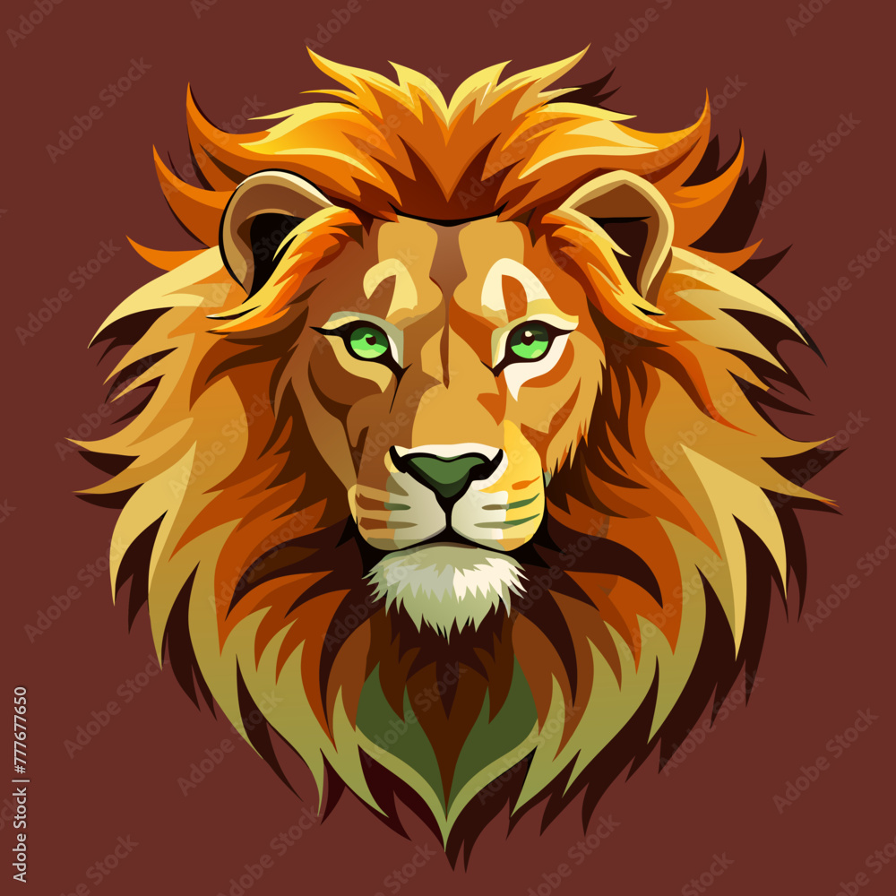 Naklejka premium tiger, lion, vector, head, animal, tattoo, face, 