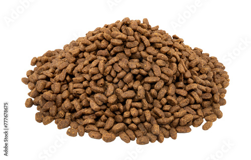 Obraz na plátně A slide of dry dog food on a white background