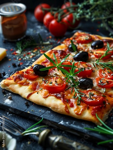 Glutenfree vegan pizza  soft backlight  macro shot  delicious alternative   high quality